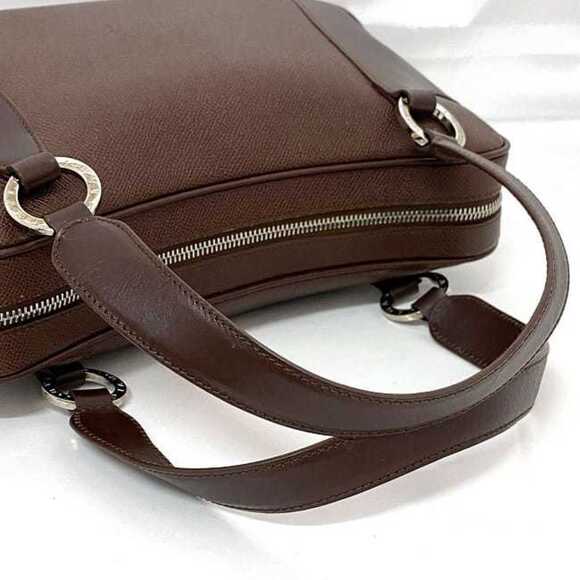 BVLGARI Handbag ec-22641 Dark Brown Leather Mini Boston Grain Women's Unisex